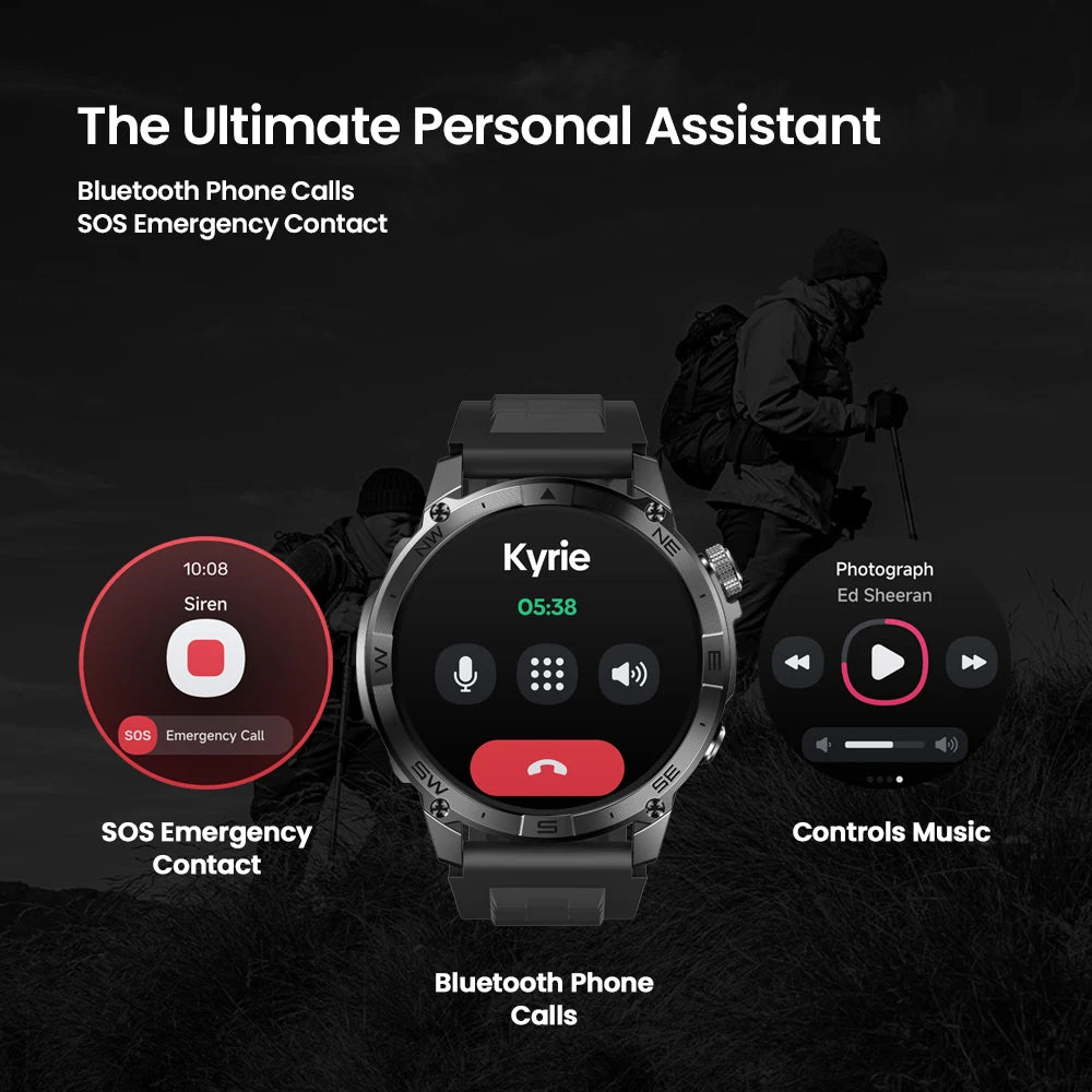 New Zeblaze Stratos 2 Plus GPS Smart Watch 1.43'' AMOLED Display Compass Barometric Altimeter Bluetooth Phone Calls Smartwatch
