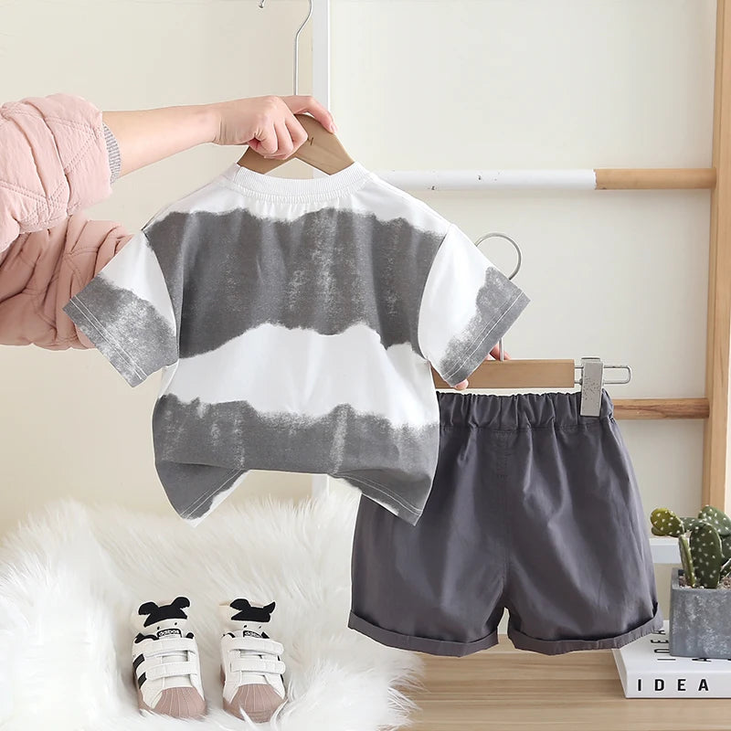 Summer Children Kid Boys Girls Cotton Clothes Full Printed T-shirt Shorts Toddler Clothing Baby Tracksuit Infant Casual Set