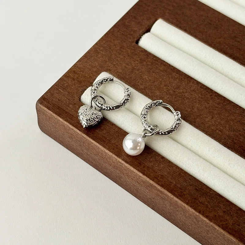 New 925 Sterling Silver Hoop Earrings Pearl Droplet Irregular Vintage Punk For Women Girl Gift Jewelry Dropshipping Wholesale