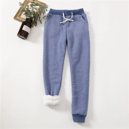 Lucyever Winter Thicken Plush Sweatpants Women Elastic Waist Warm Harem