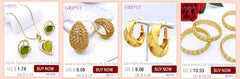 Gold Color Necklace Earrings Set For Women Unique Choker Pendant Earrings 3Pcs