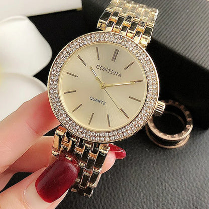 Luxury Rhinestone Watch Top Brand Women Watches Fashion Gold Women's Watches Stainless Steel Ladies Watch Clock Gifts for Women