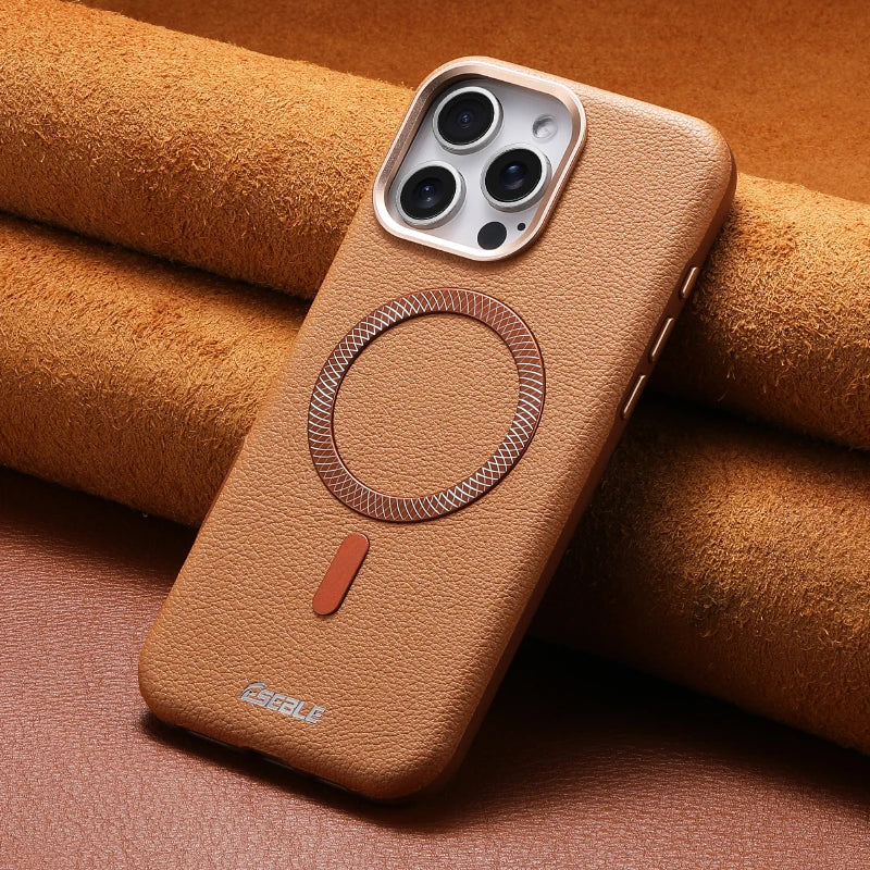 Solid Color Leather For Magsafe Magnetic Shockproof Phone Case For iPhone 17 Pro Max 15 13 14 16 Pro Max Bumper Cover