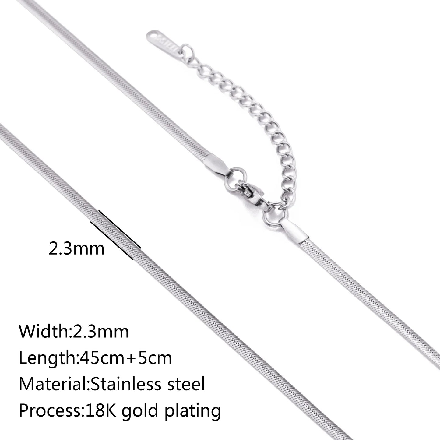 5Pcs/Lot Stainless Steel Bead Rope Link/Cuban/Paperclip Links Snake Chain Necklace Diy Women Jewelry 18K Gold Color Neck Chains