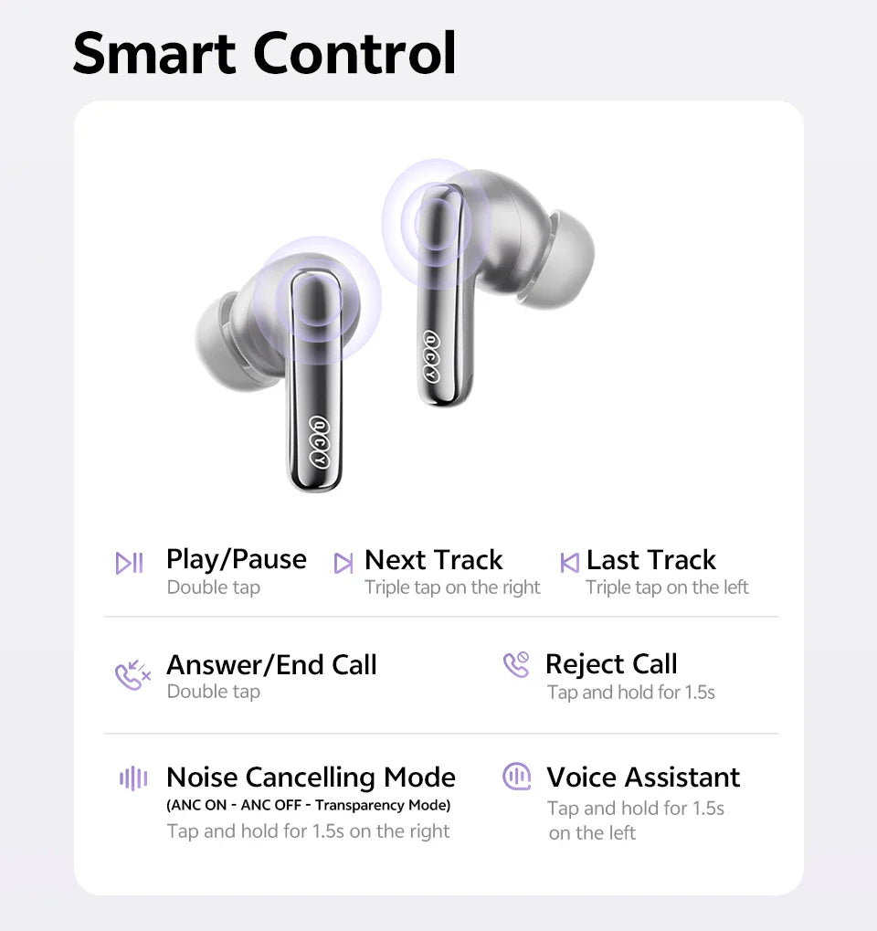 QCY HT18 MeloBuds N70 Wireless Earbuds Bluetooth 6.0 Hi-Res LDAC Earphones Adaptive ANC Dual-driver Headsets in-Ear Detection