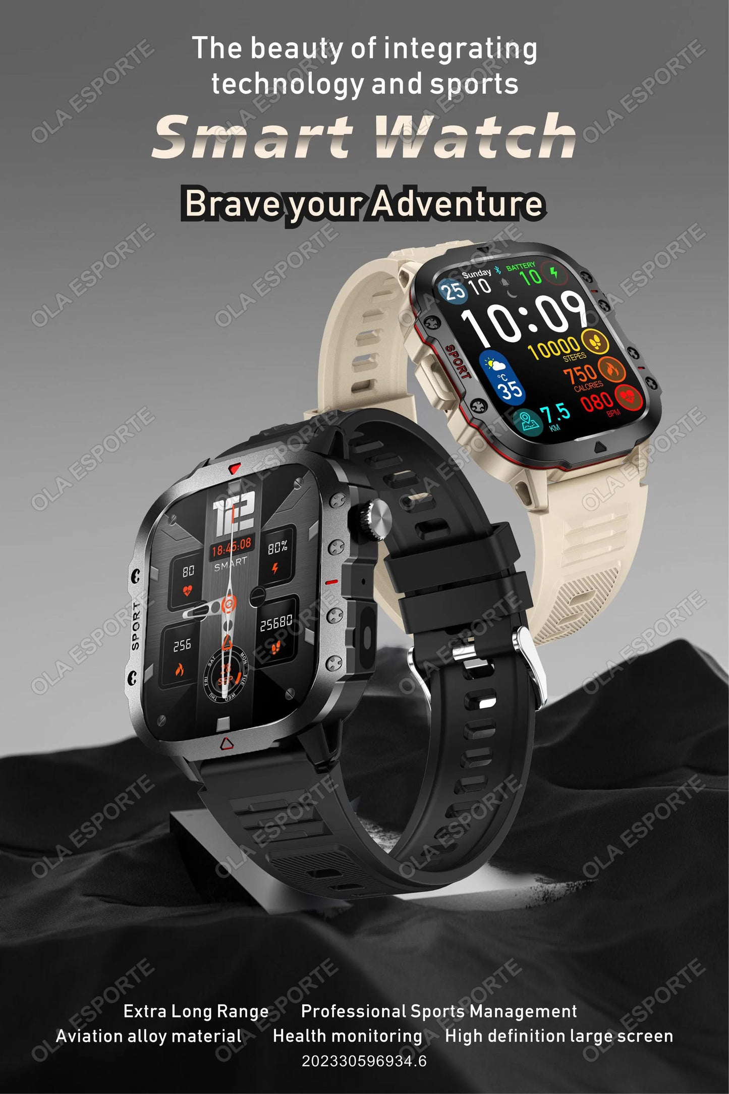 EGC+PPG GPS Sports Fitness Tracker Smartwatch Men 2.01Inch Touch Screen Health Monitoring Bluetooth Call Smart Watch For Android