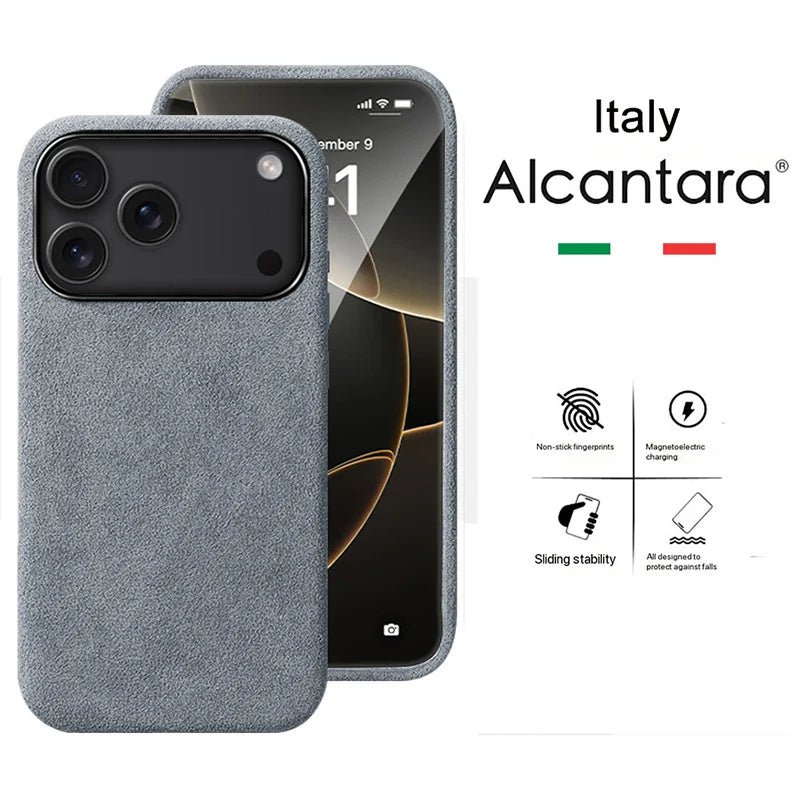 100% Italian Alcantara Magnetic Case for iPhone 17 Pro Max Air Luxury Magsafe Cover Leather Phone Cases for iPhone 17Pro 17Air