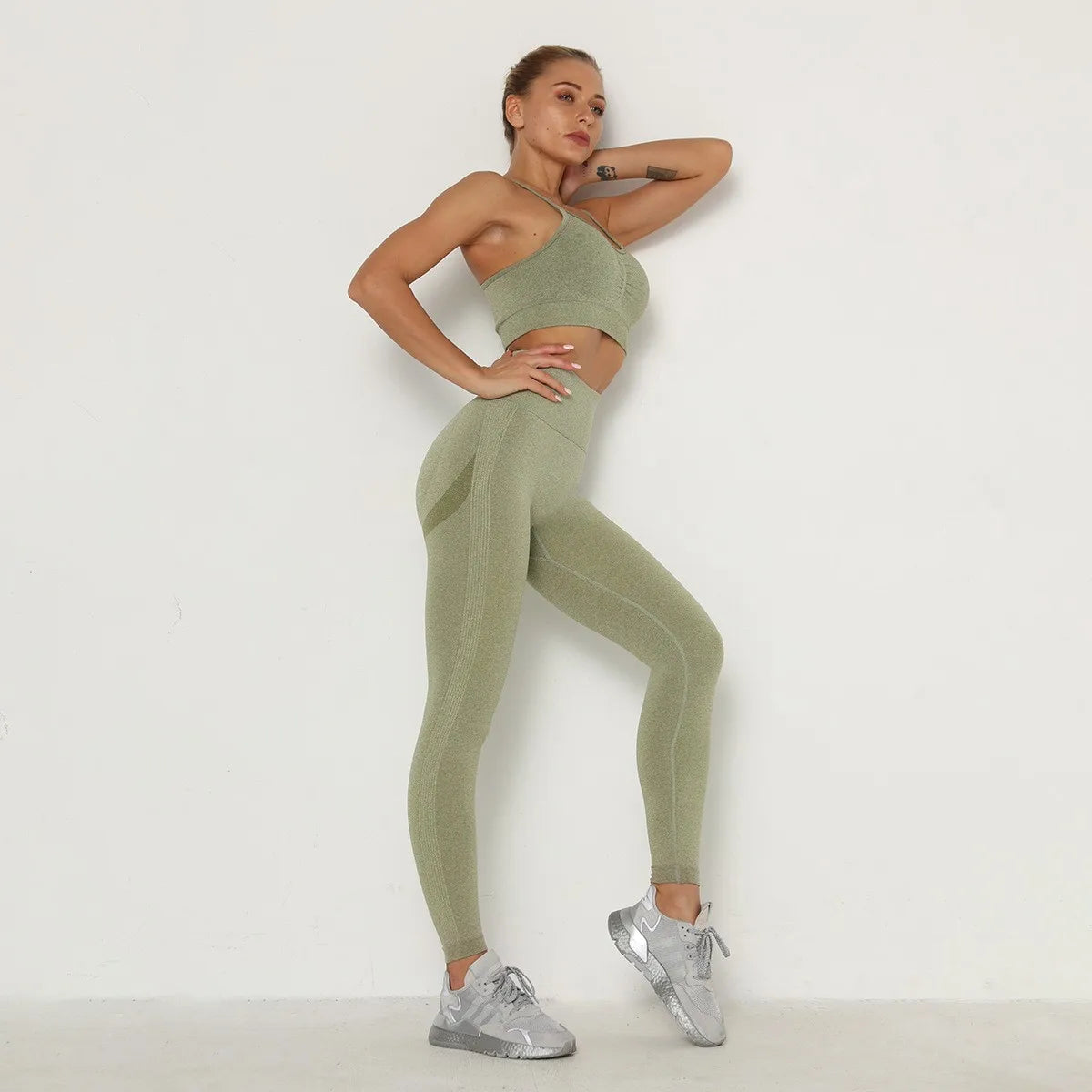 Women's Gym Tracksuit Fitness Yoga Sets Sportswear Workout Bra+High Waist Leggings