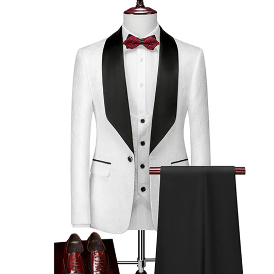 Tuxedo for Mens: Jacket Vest Pants Business Groom Wedding Swallowtail Blazers