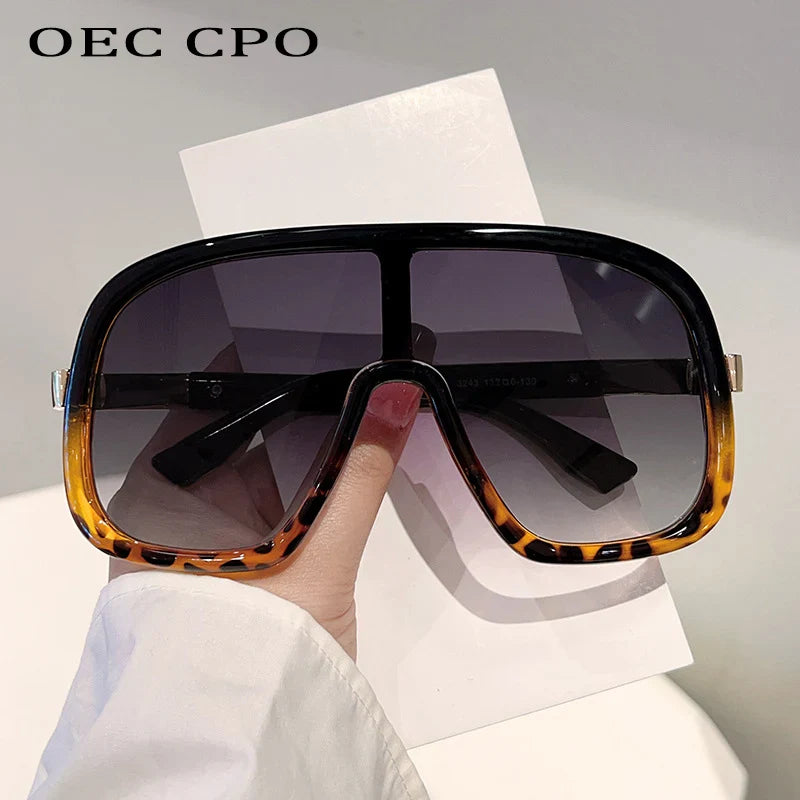 New Big Frame Sunglasses Women Men Luxury Goggle One Piece Sun Glasses Female Vintage Brand Designer Punk Shades UV400 Eyewear