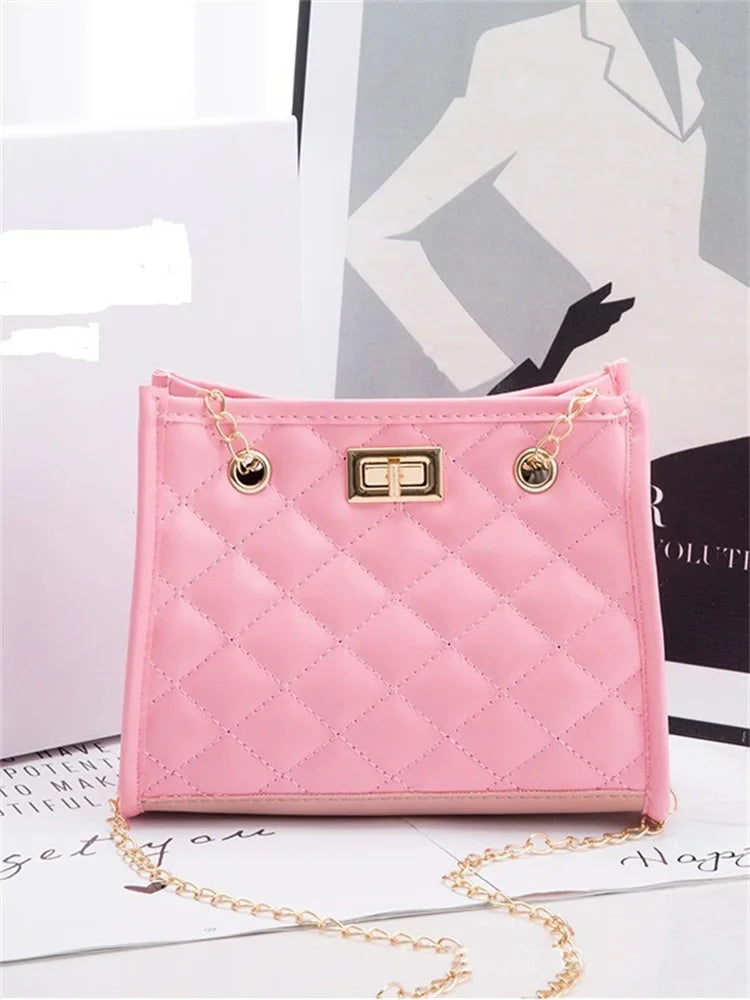 Solid Color Prismatic Plaid Women Shoulder Bag Korean Version