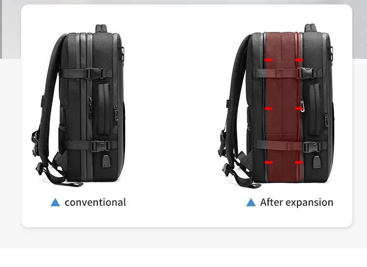 Travel Men Expanded Laptop Backpack vacuum compression hiking Backpack USB charging Business Large Capacity Backpack For Pumps