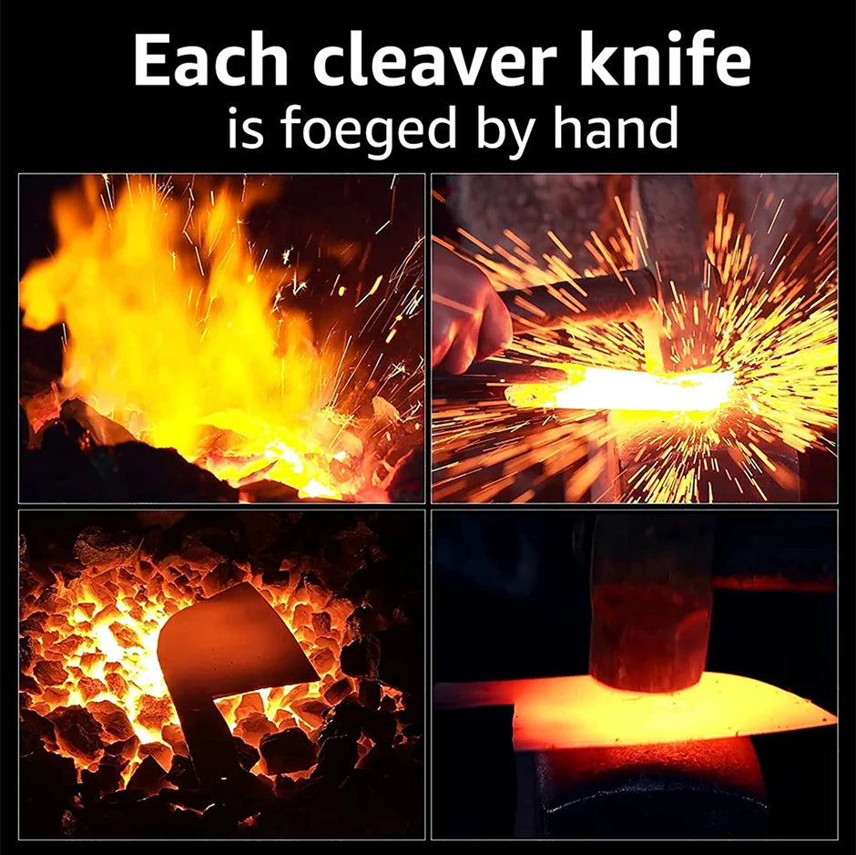 Handmade Forged Meat Cleaver Chopping Butcher Knife Bone Cutter High Carbon