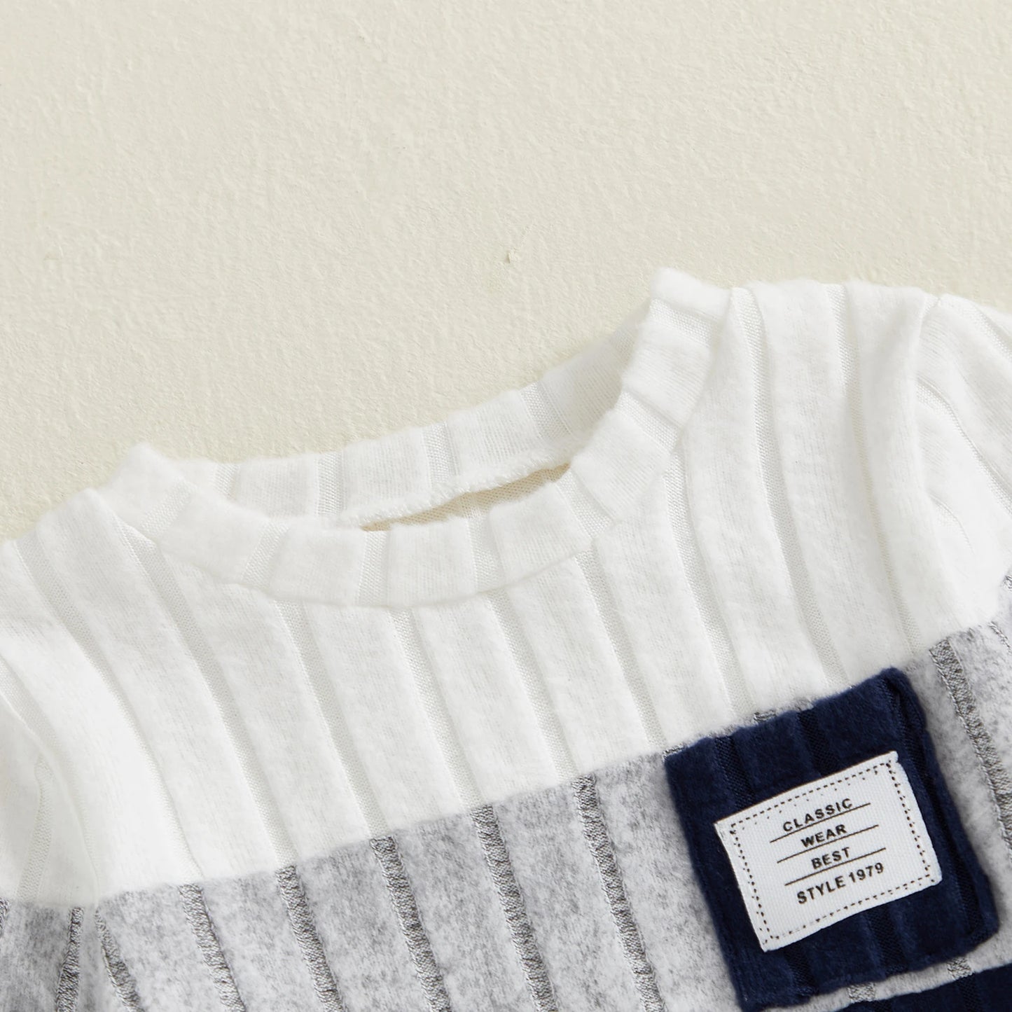 0-3 Years Boys Fall 2Pcs Clothes Sets Long Sleeve O Neck Patchwork Pullover Solid Color Pants