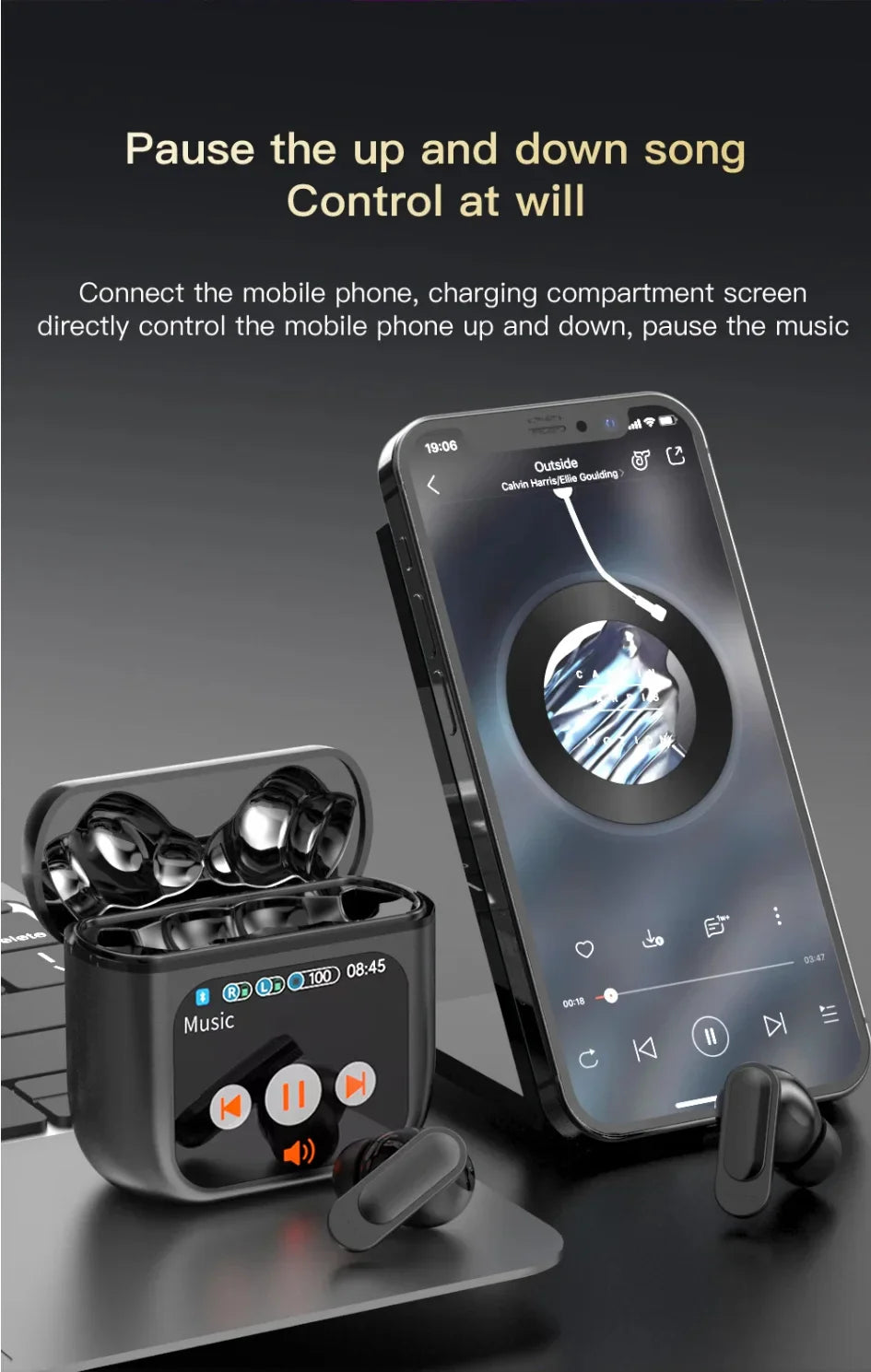SE60 Wireless Earphones Bluetooth 5.4 LED Display Gaming Headset Sport Headphones HIFI Sound Low Latency Earbuds