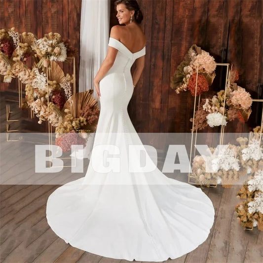 Elegant Mermaid Wedding Dress Women Open Back Off The Shoulder