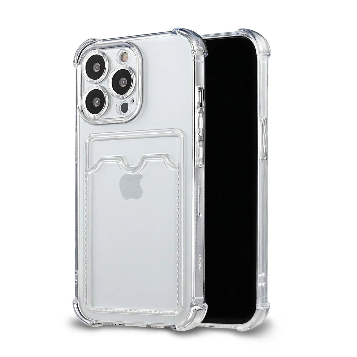 Wallet Card Holder Clear Soft Cases For iPhone 16 Pro Max 13 11 15 14 12 Pro Max Pro Plus XR 7 8 SE Card Slots Cover Small Card