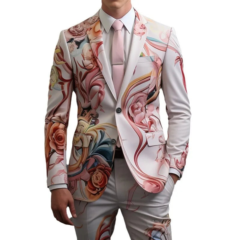 Tuxedo for Mens: 3D Digital Printed Suit Cos Party Stage Nightclub Shiny Cool Show Suit