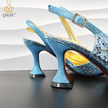 QSGFC Italian Design Evening Shoes And Matching Bags Nigeria Ladies Diamond Bag High-Heeled Pointed Toe Women's Shoes