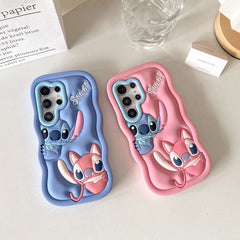 Cartoon Stereoscopic Disneys Stitch Angel Phone Case for Samsung Galaxy