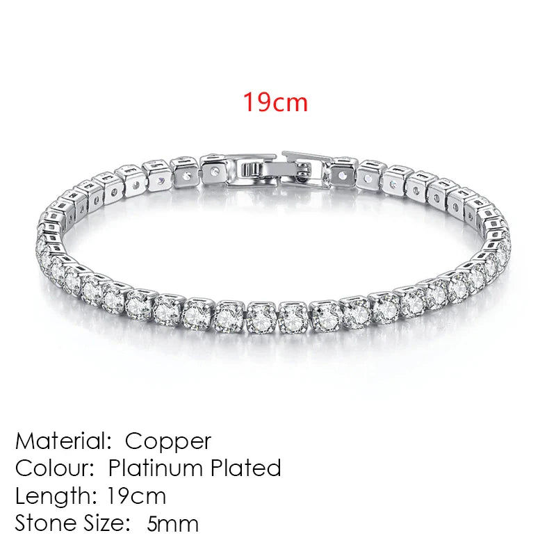 Fashion Multicolor Tennis Bracelet for Women 2.5/3/4/5mm Zirconia Charm Designer Tennis Chain Men Bracelet Wedding Jewelry KC128
