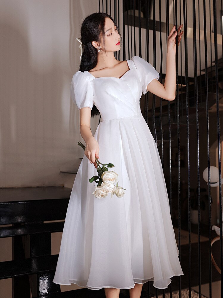 White Bridesmaid Dresses: ivory lady girl women princess banquet wedding bridal