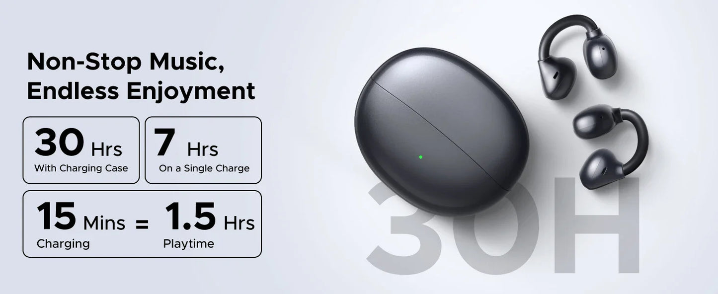 UGREEN ClipBuds Open-Ear Wireless Headphones Bluetooth 6.0 with 4 Mic Clear Call, Earbuds Clip on Earphones 30H Playtime