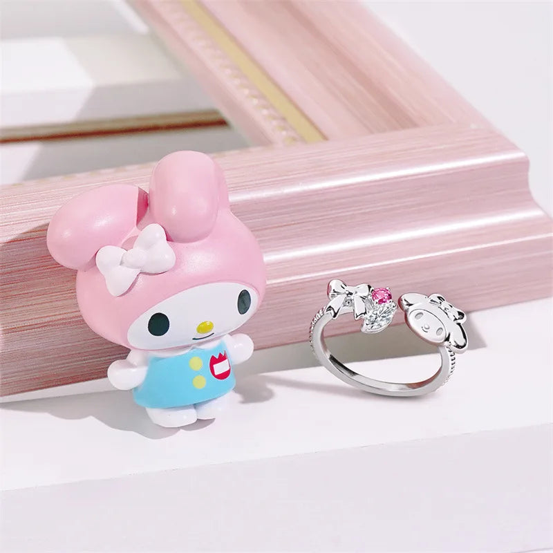 Sanrio Hello Kitty KUROMI College Mix Series-Pompompurin Cartoon Cute Personality Temperament Ring Party Friend's Birthday Gifts