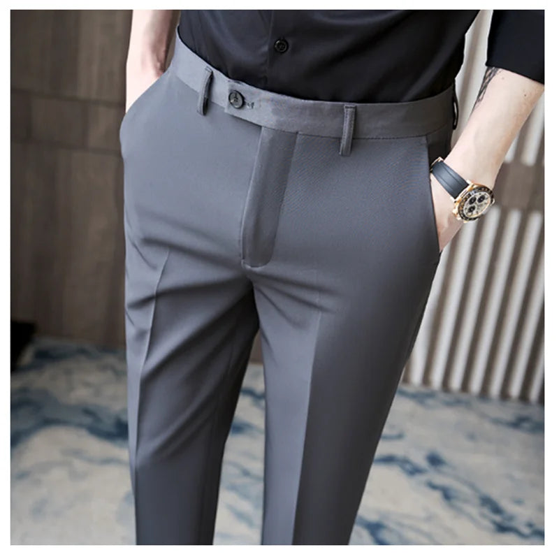 Leisure Pants Men's Business Crop Drop Long Pants Korean Version Slim Fit