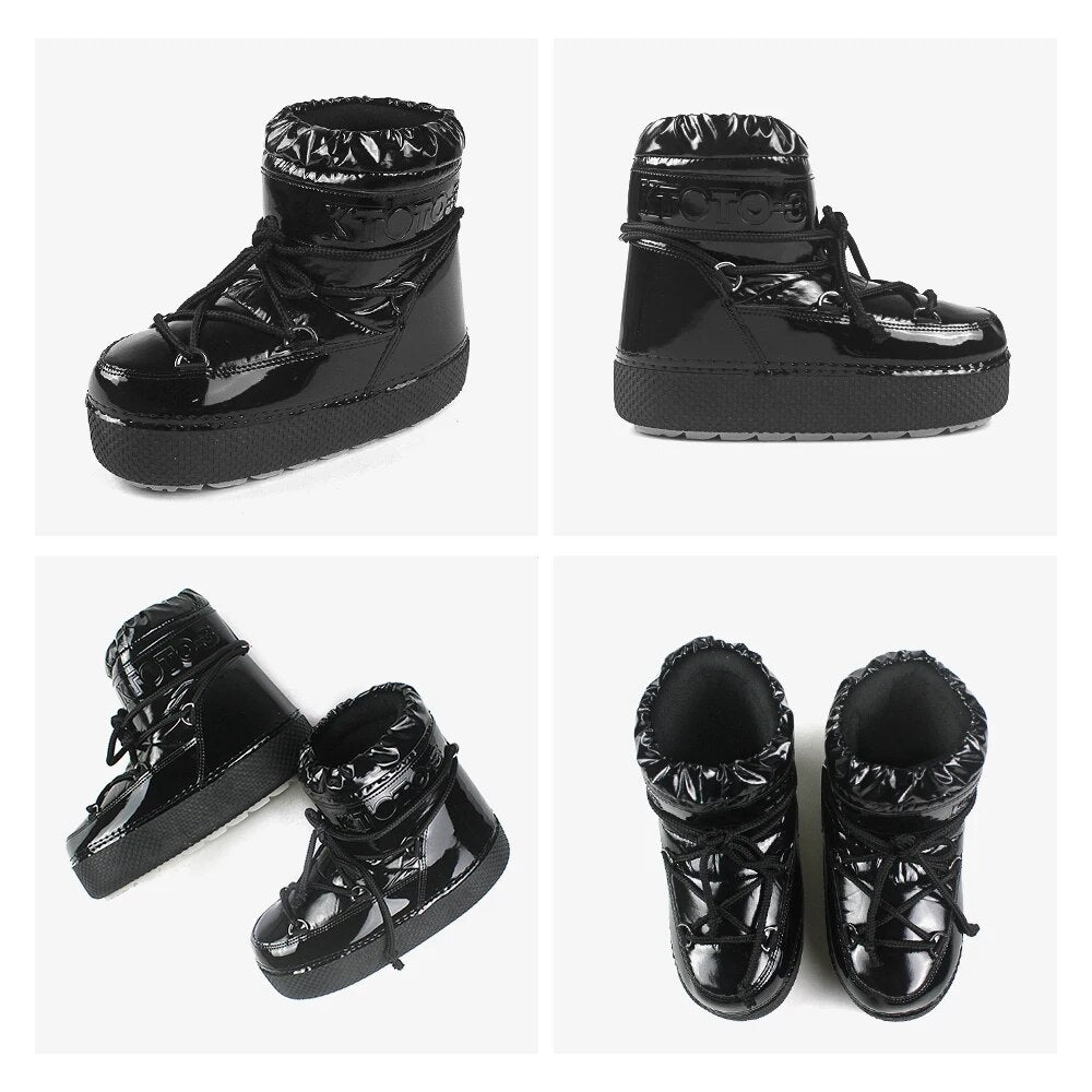 Snow Boots For Women Winter Warm Plush Ankle Booties Non Slip Cotton Padded Shoes