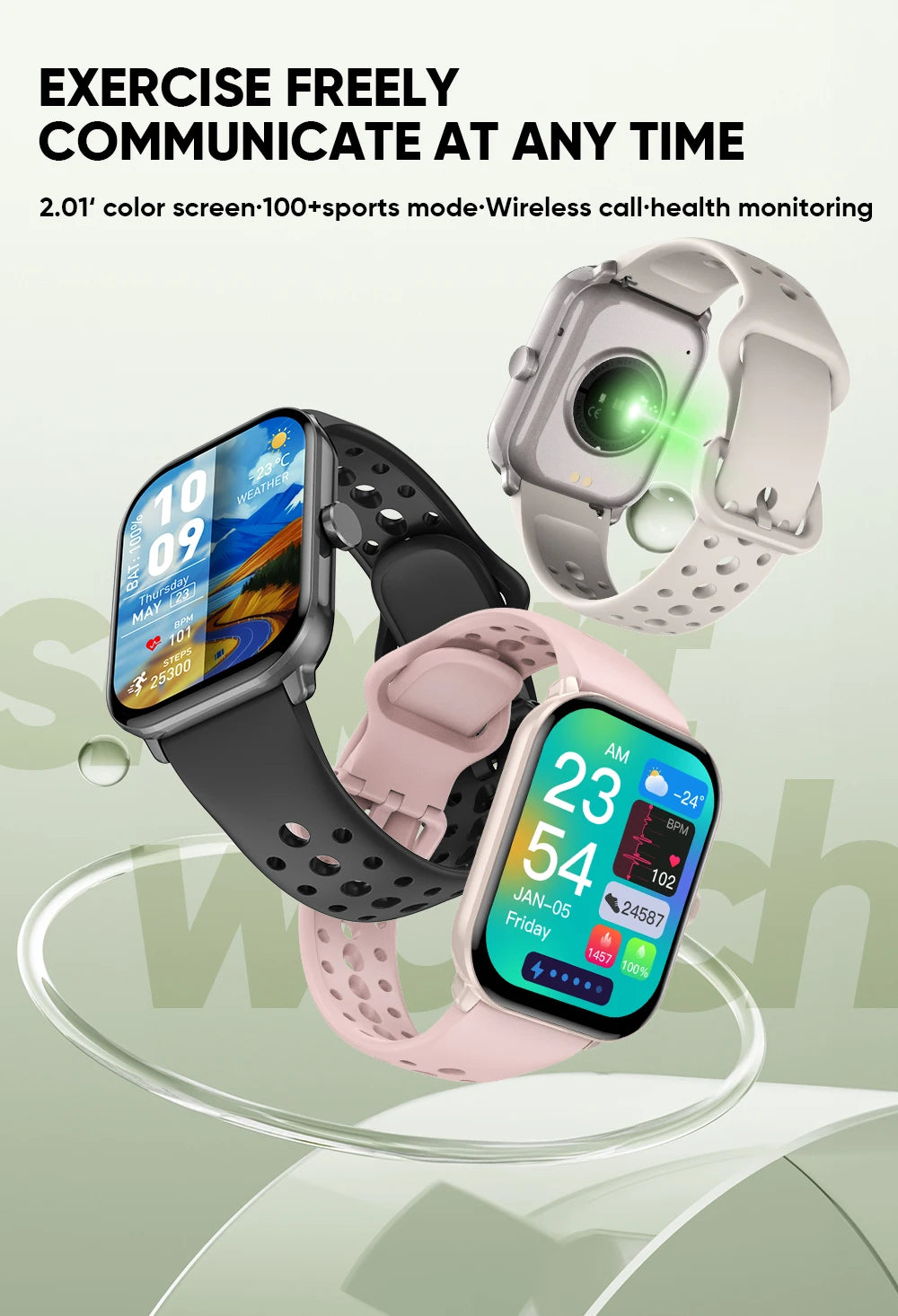 New BOXUXING Watch 5 Global Version Men Women HD AMOLED Screen Heart Rate Bluetooth Call GPS Track Waterproof Sports Smart Watch