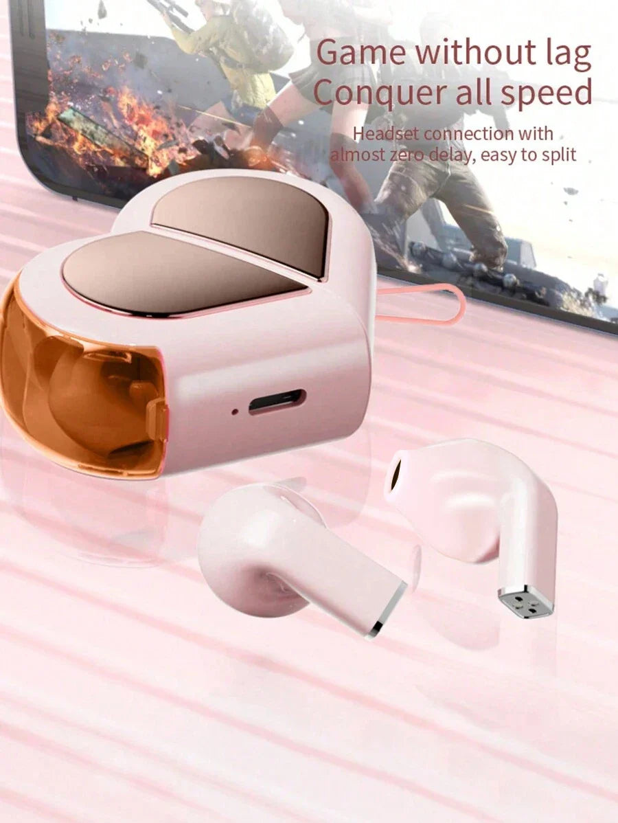 Heart-shaped Rotatable Wireless Bluetooth Earphones Stereo Sound Headphones Touch Control Earbuds Gamer Headsets gifts for girl