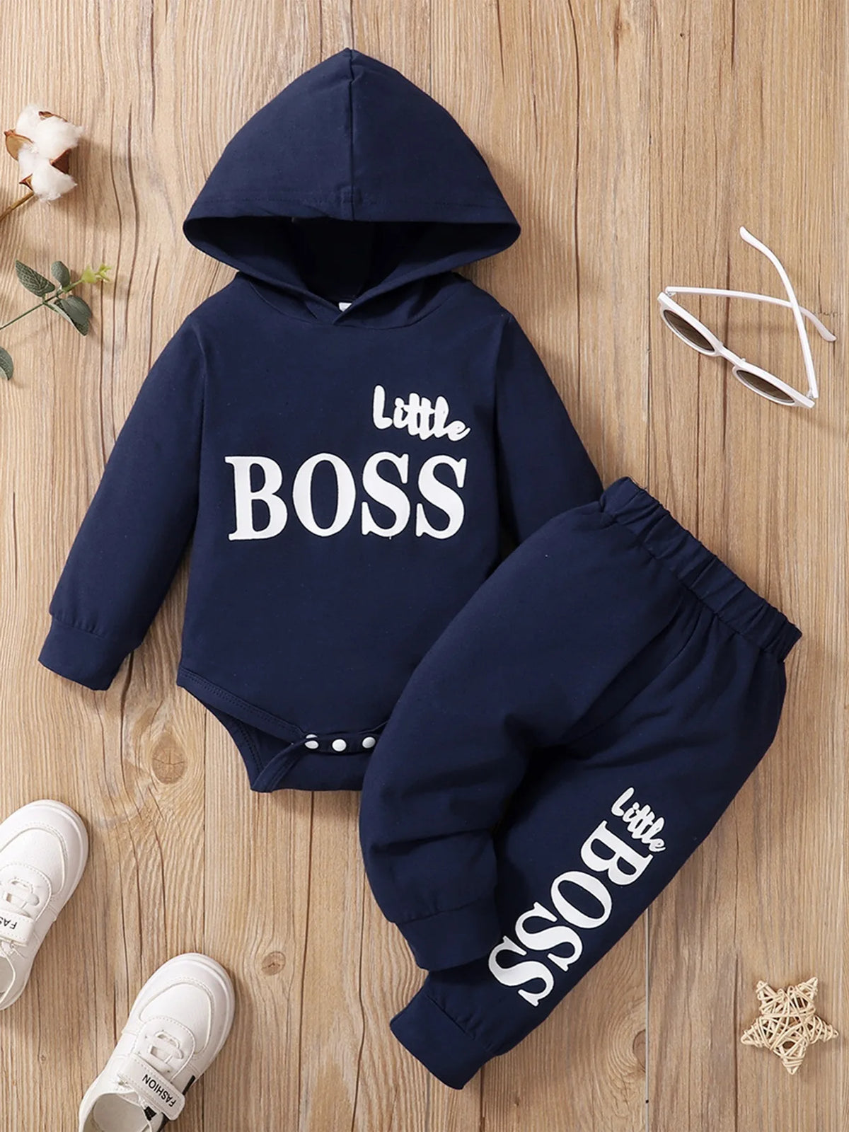 0-24 Months Newborn Baby Boy 2PCS Clothes Set Letter Print Long Sleeve Hoodie Romper+Pants Toddler Boy Cute Spring&Autumn Outfit