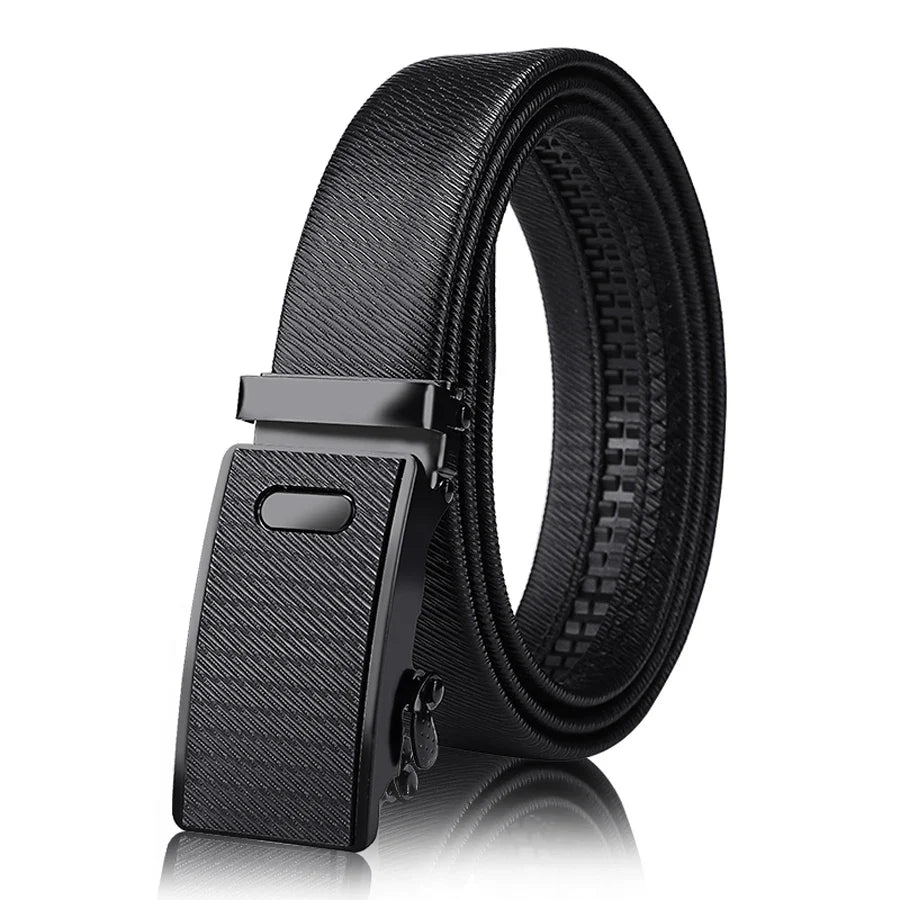 Men's leather belt with automatic buckle, Korean version trendy and casual middle-aged and young business leather pants belt