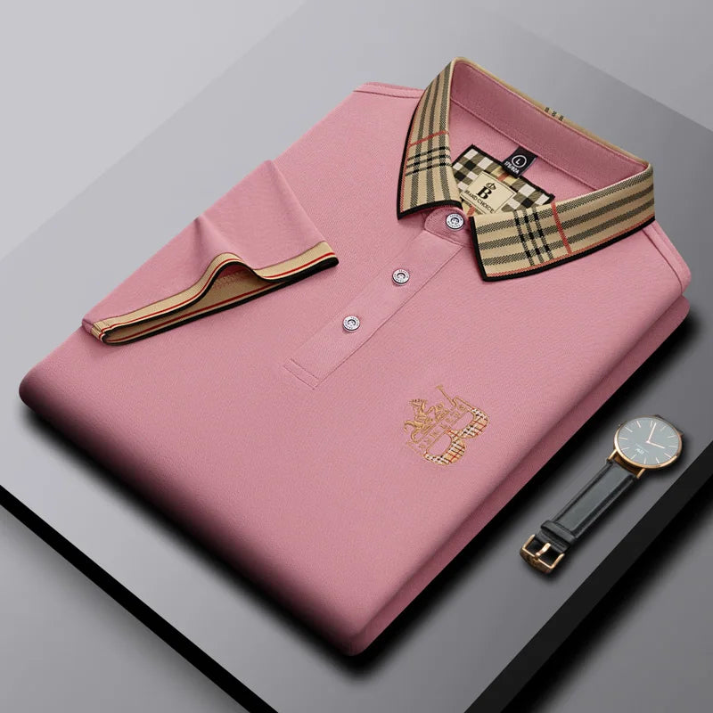 Summer men's fashion casual short sleeved polo shirt high-end boutique embroidered top comfortable and breathable lapel T-shirt