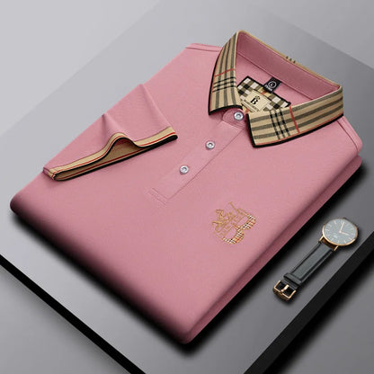 Summer men's fashion casual short sleeved polo shirt high-end boutique embroidered top comfortable and breathable lapel T-shirt
