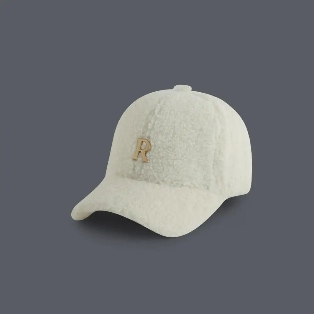 Baseball Cap Winter Hats For Women Men Unisex Letter Metal Logo Imitation Cashmere Keep Warm Simple Casual Winter Cap New Velvet