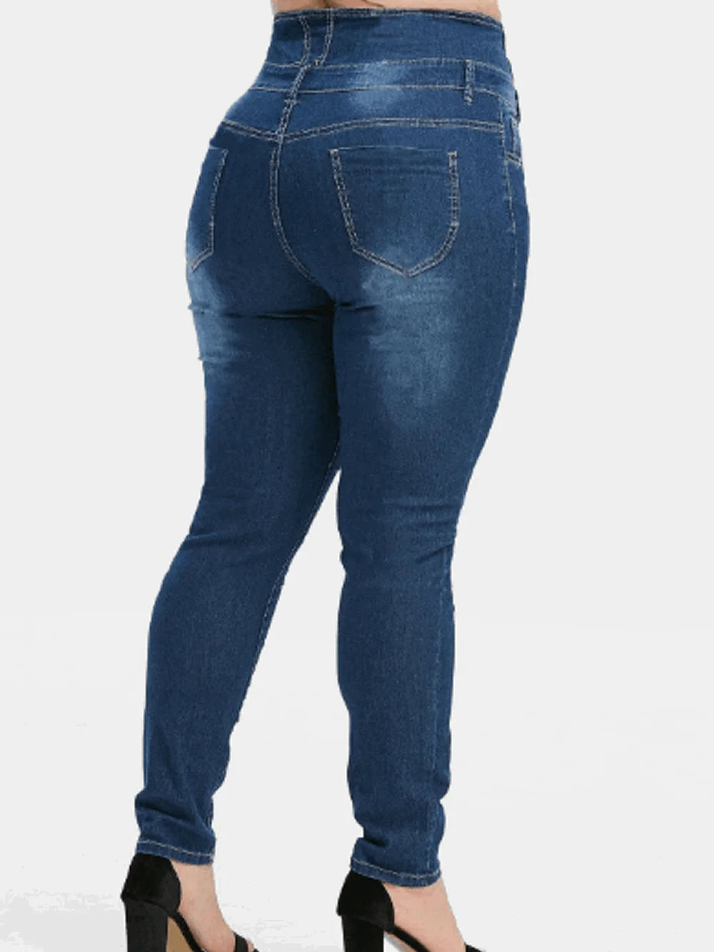 Plus Size Jeans For Women High Wasited Denim Pants  for Big Curve Style Button Front