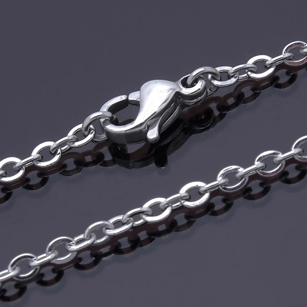 Men Women Jewerly 1mm 16" 18" 20" 22" 24" Inches Links Chain Fashion Necklace Stainless Steel Necklace Classic Pop Rolo Chains