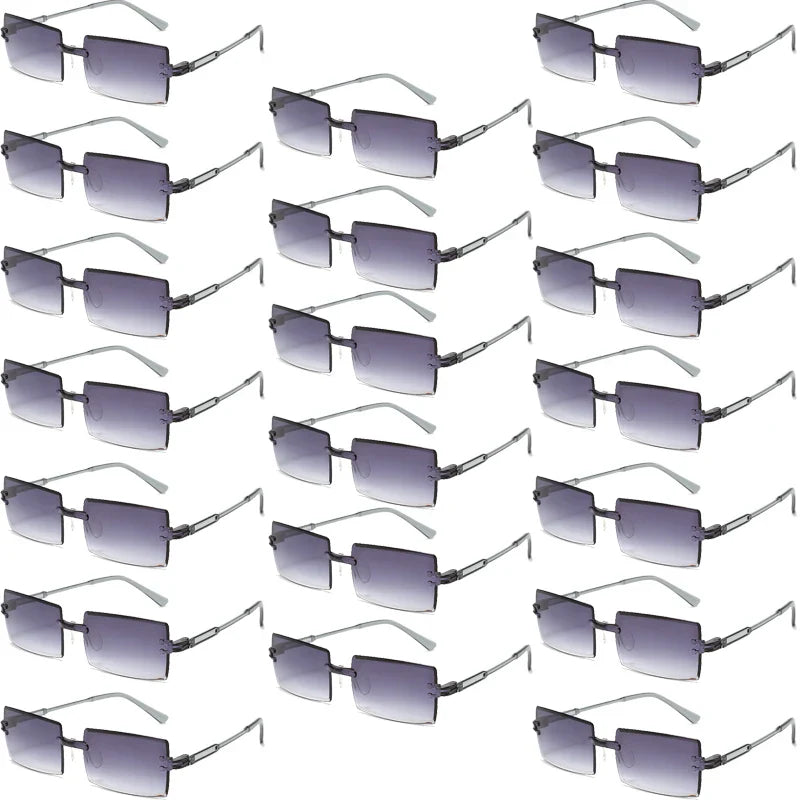 20 Pcs Per Set Rimless Rectangle Sunglasses Fashion Gradient Ocean Lenses Shades Ins Trendy Beach Vacation Sun Glasses