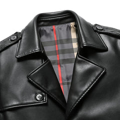 Men's Leather Jacket Winter Fleece Motorcycle Coat Casual Vintage