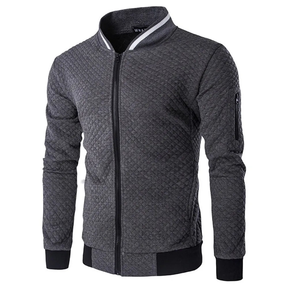 Plush Zip stand collar casual Jacket Men's Street Windbreaker Coat Men