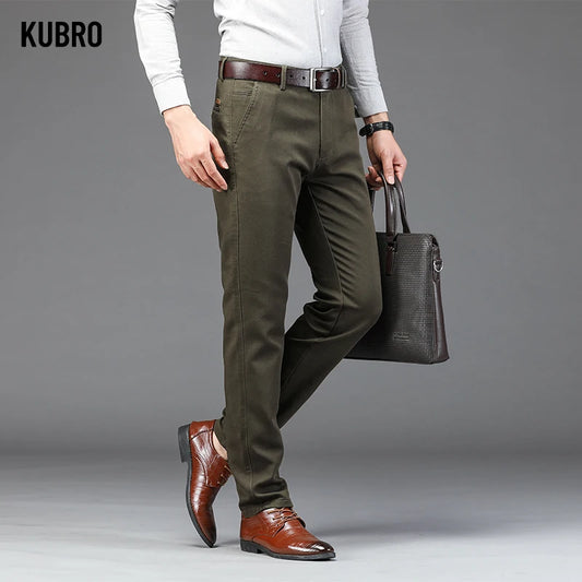 Spring Autumn Fashion Straight Suit Pants Men's Cotton Business