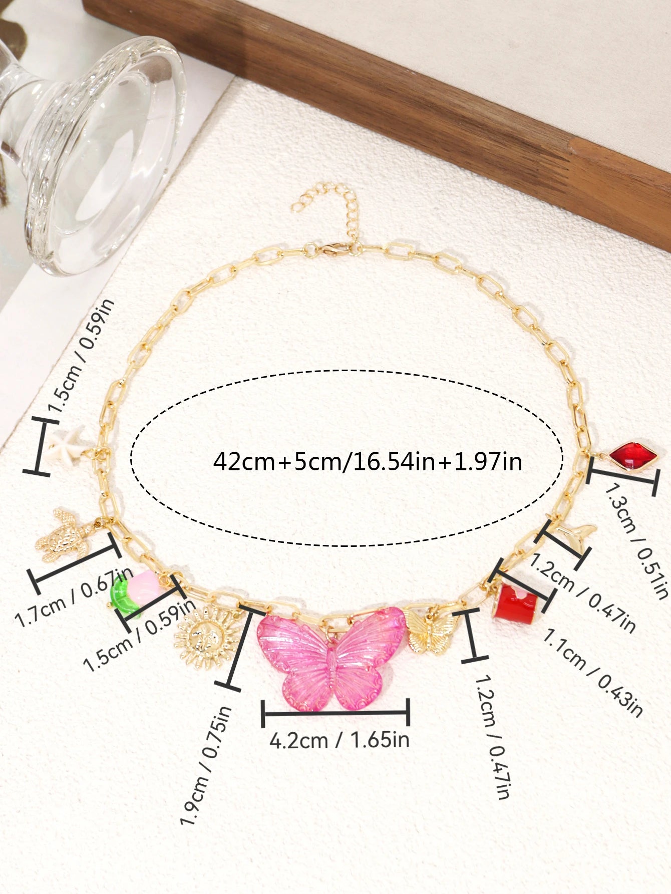 Creative Stainless Steel Starfish Flower Pendant Golden Color Necklace Ladies Charm