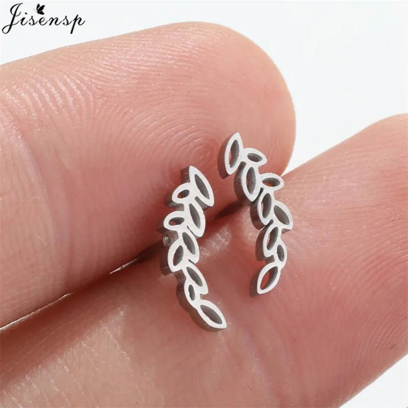 Mini Stainless Steel Earings Fashion Jewelry Cute Heart Music Leaf Bunny Sun Stud Earrings for Women Lion Ear Studs Pendientes