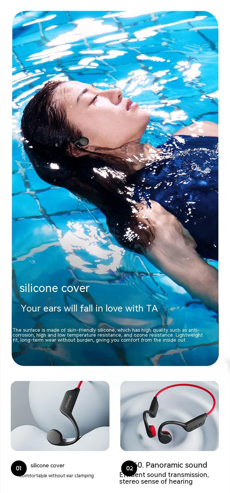 POLVCDG Bone Conduction Headset X7 IPX8 32GB Bluetooth 5.3 Wireless Headset with microphone Waterproof Swim 2023 New