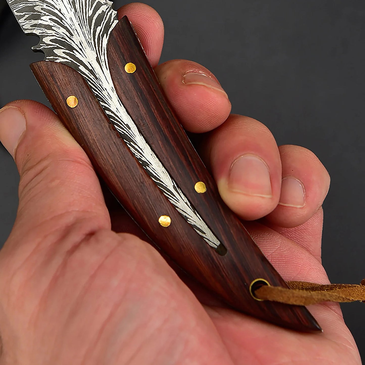 Multi-purpose Feather Pattern Knife With Scabbard Stainless Steel Meat Knife