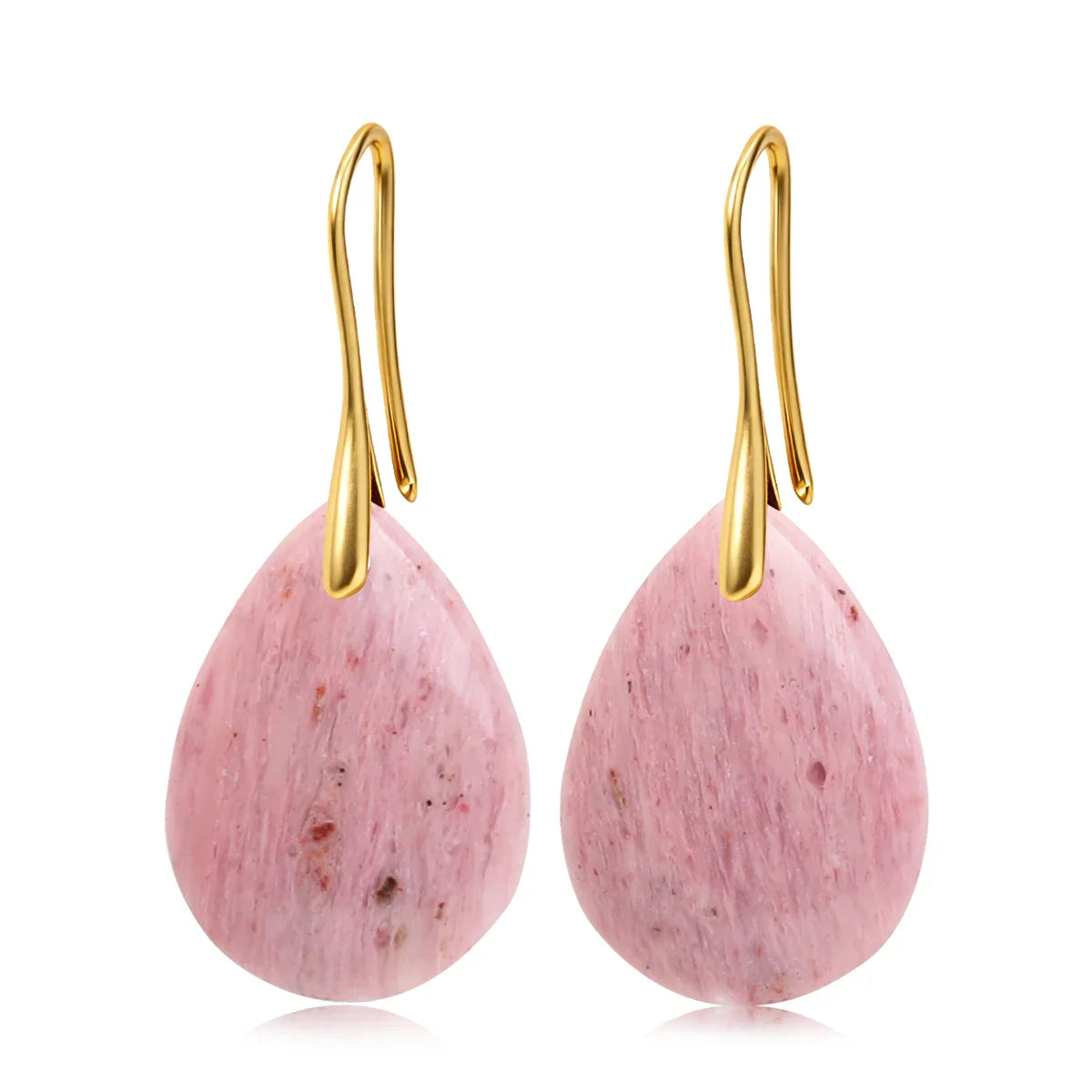 Natural Stone Pendant Women's Teardrop Earrings Elegant Gem Jewelry Creative Gift Black Obsidian Amethyst Rose Quartz Earrings