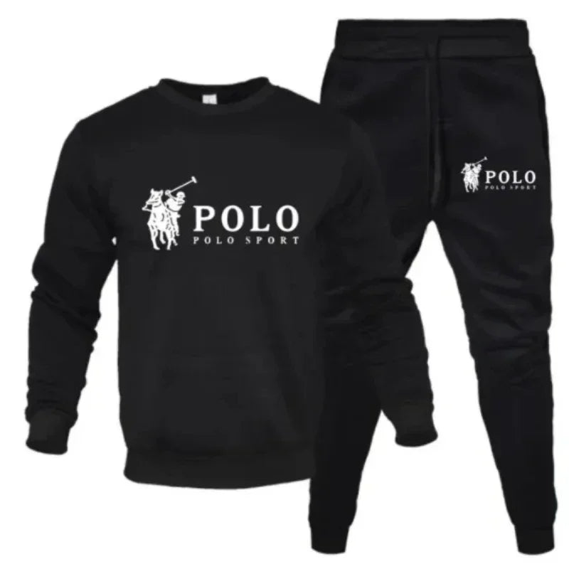 Men's autumn and winter set of round-neck sweatshirts and jogging pants, fashionable for autumn and winter, fitness and casual