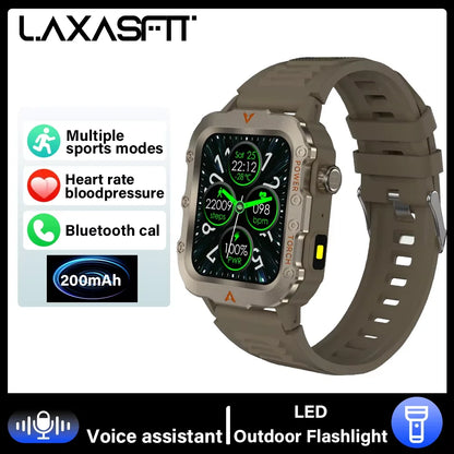 LAXASFIT Outdoor Sports Smart Watch Health Monitoring Voice Assistant Bluetooth Calling LED Flashlight 2025 NEW smartwatch